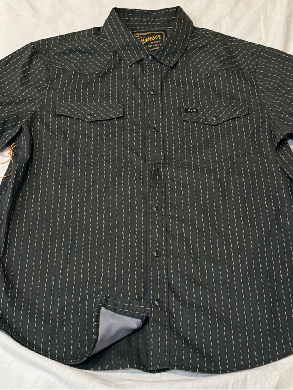 Howler Brothers - Men's Black Pinstripe Western Shirt - size Medium
